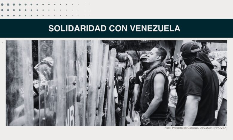 Organizaciones en solidaridad con Venezuela por protestas tras elecciones.